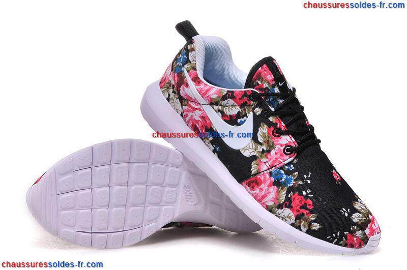 nike chaussure femme a fleur, ... Nike Roshe Run Print Fleur Chaussures Femme Noir Blanc Online ...